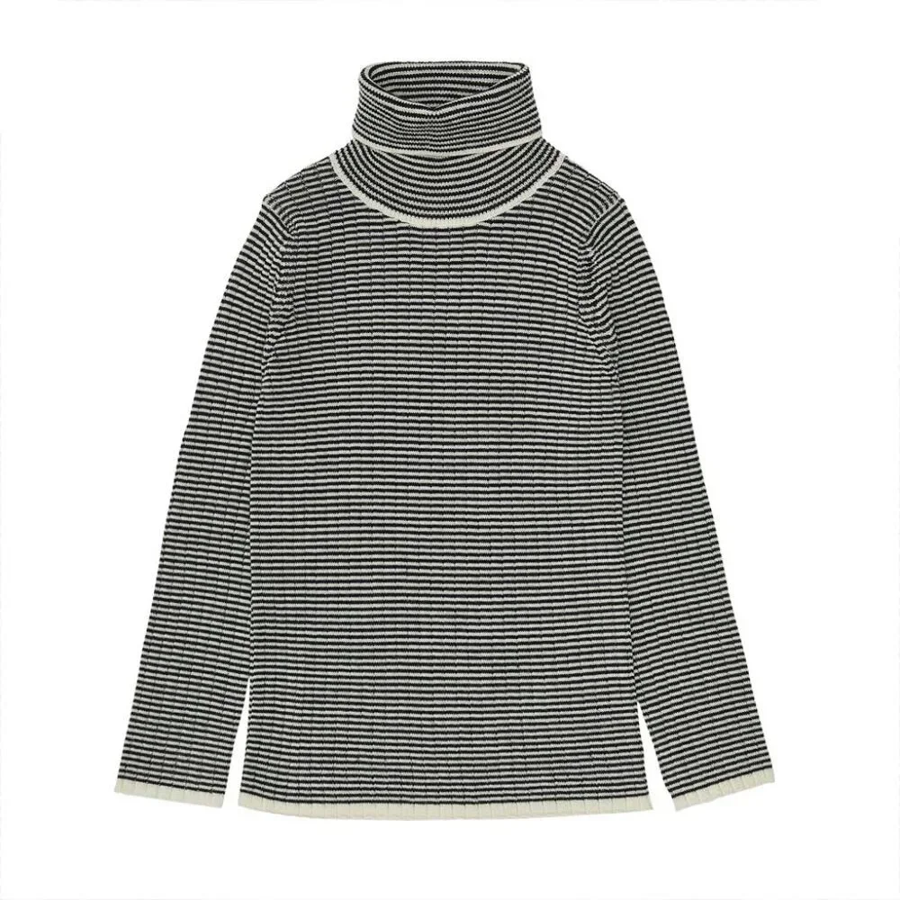 Rollneck Sweater - Ecru/Dark Navy